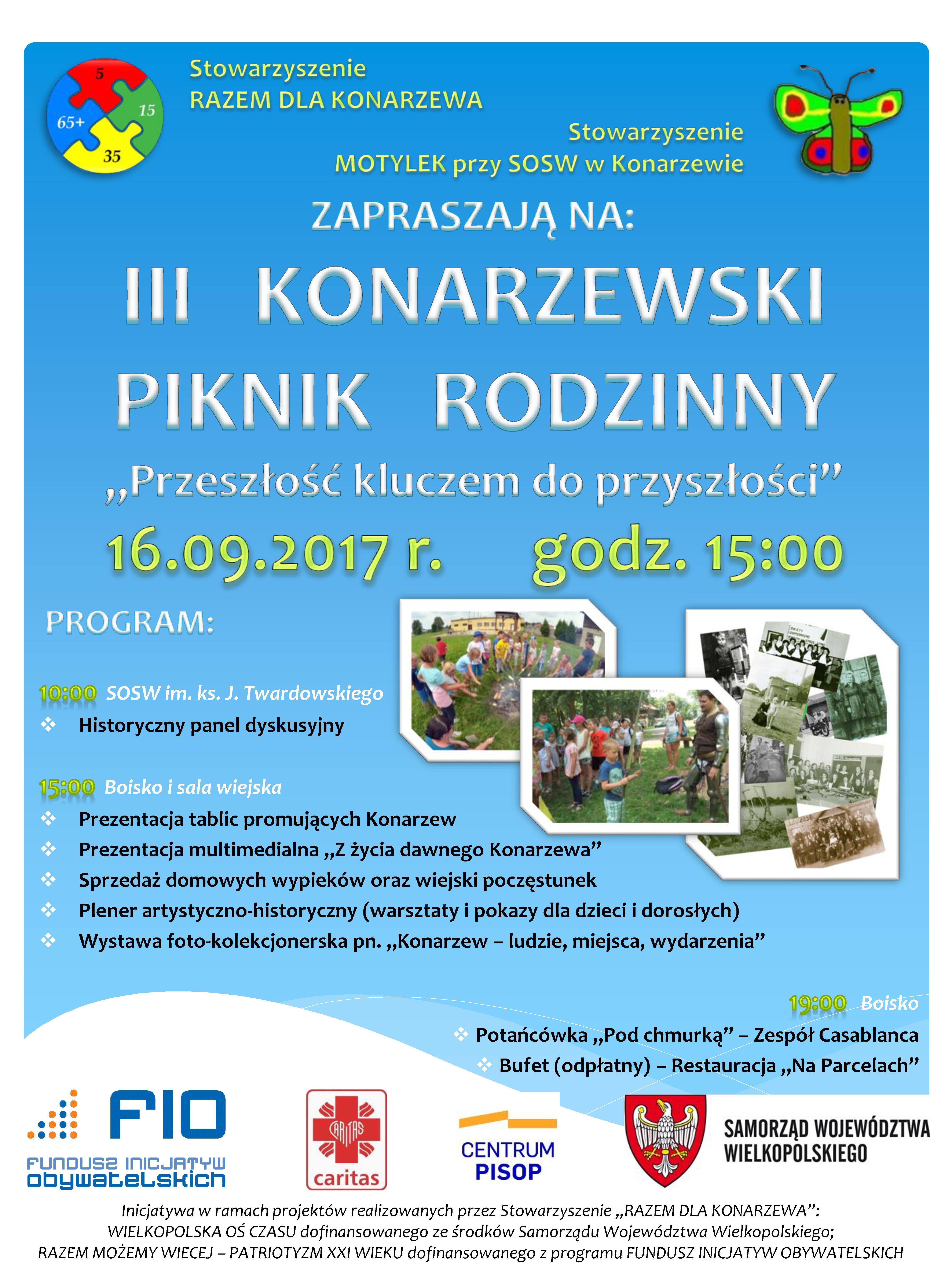 Plakat zapowiadający festyn w Konarzewie