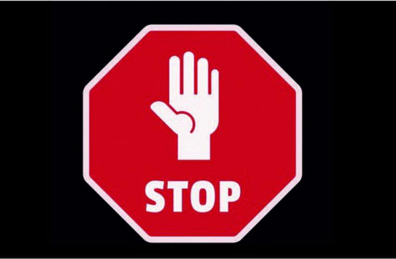 Na zdjęciu ikonografika z symbolem stop
