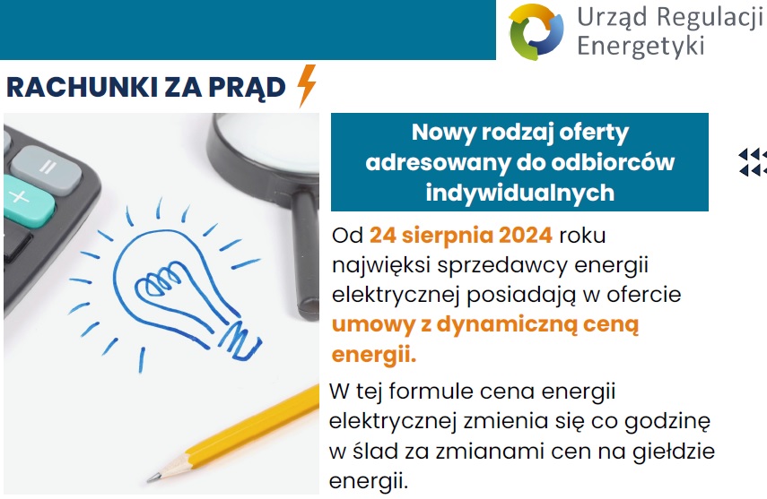 na zdjęciu fragment broszury informacyjnej z logo Urzędu Regulacji Energetyki