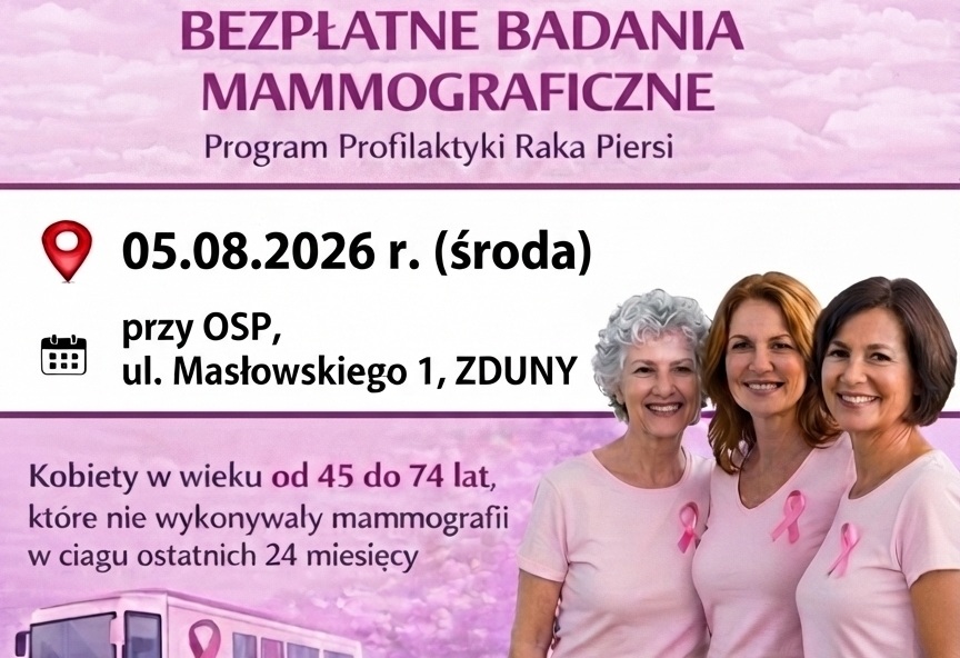 baner informujący o badaniach mammograficznych